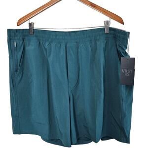 VRST 7" All-In Short V2 Mens XXL Blue Green Pull On Stretch Zip Pockets Relaxed